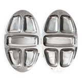 Set of 2 large dishes in 18/10 stainless steel, Circa 1970