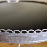 Vintage metal and glass tripod pedestal, brass base, 50s-60s