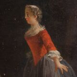 Antique French painting of children playing from the 18th century