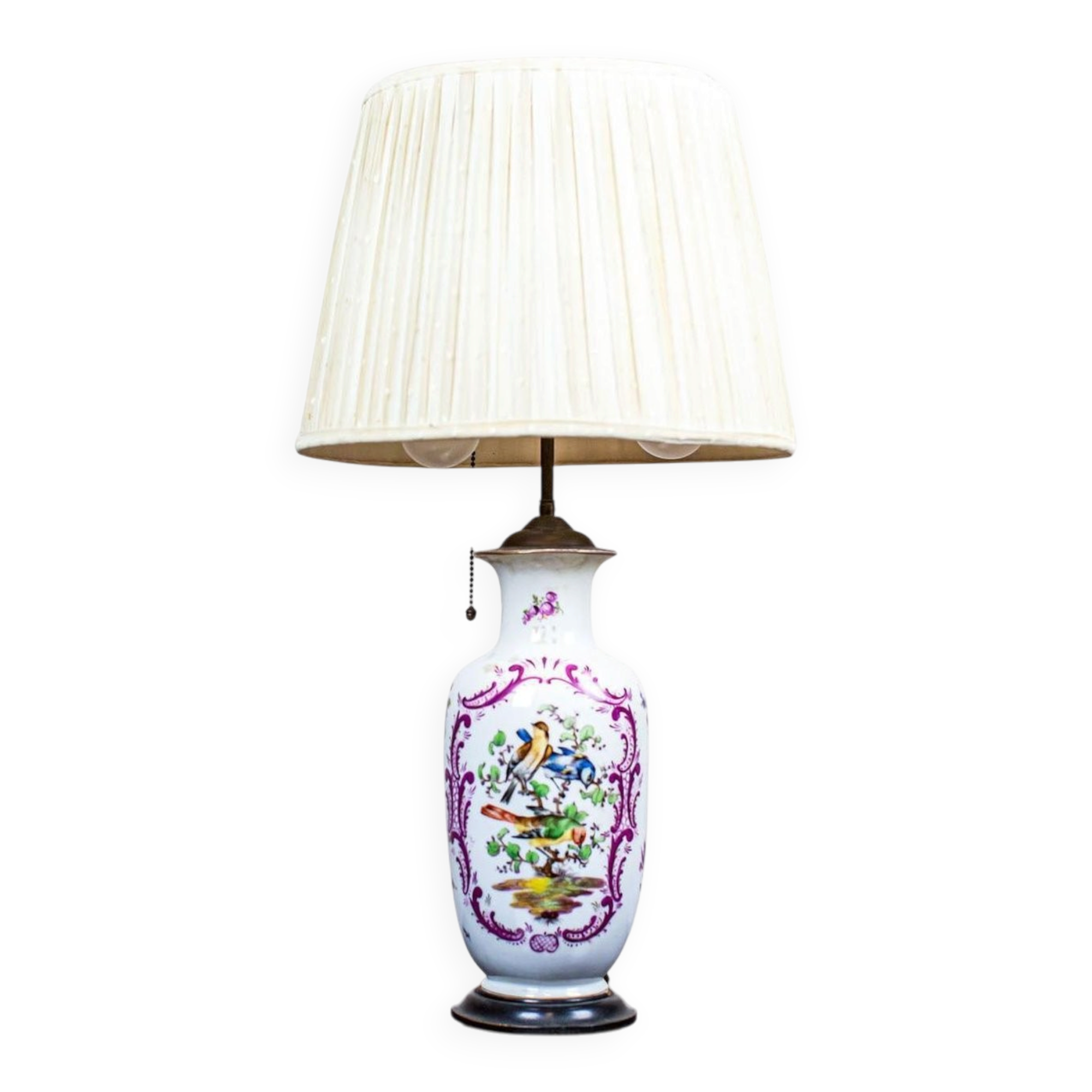 Vintage Electric Table Lamp with Decorative Ceramic Base, 1940s