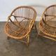 Mid-century French Riviera rattan lounge chairs – pair – 1960s organic design
