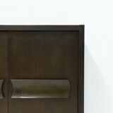 Brutalist Belgian Bar Cabinet in Dark Brown Stained Oak, 1970s