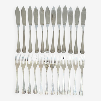 Christofle silver-plated fish cutlery (24 pieces)