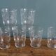 6 antique digestif glasses, floral pattern