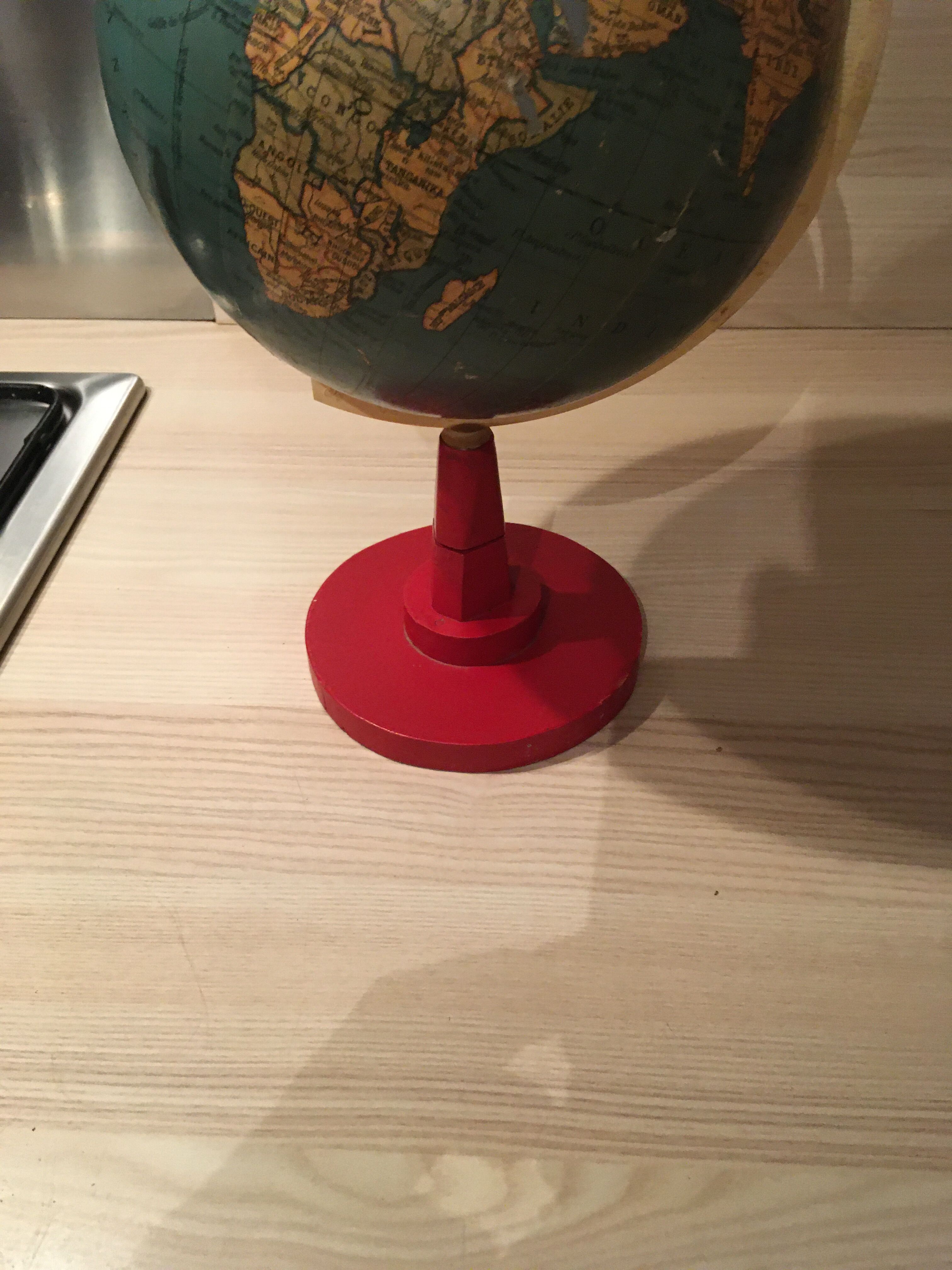 Earth globe ancient wooden foot