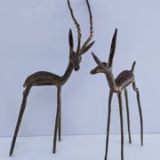 four vintage brass gazelle antelope sculptures