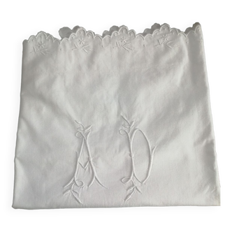 Old monogrammed scalloped pillowcase