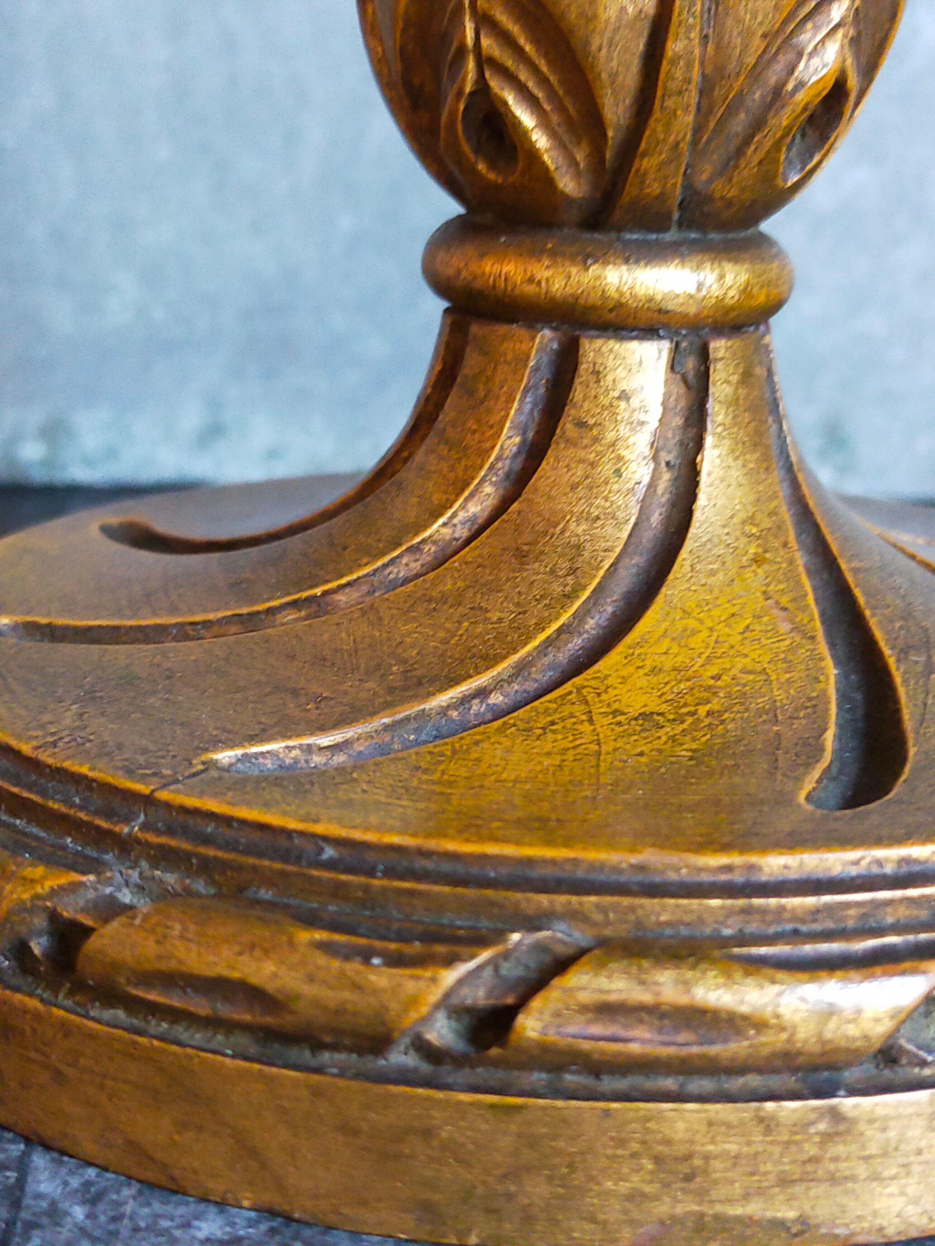 Lamp foot turned carved antique patina