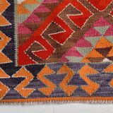 3x12 Kilim Red & Purple  Runner Rug, 102x355Cm