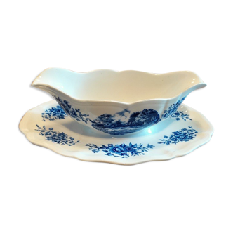 Saaucière porcelain Sarreguemines old romantic décor blue