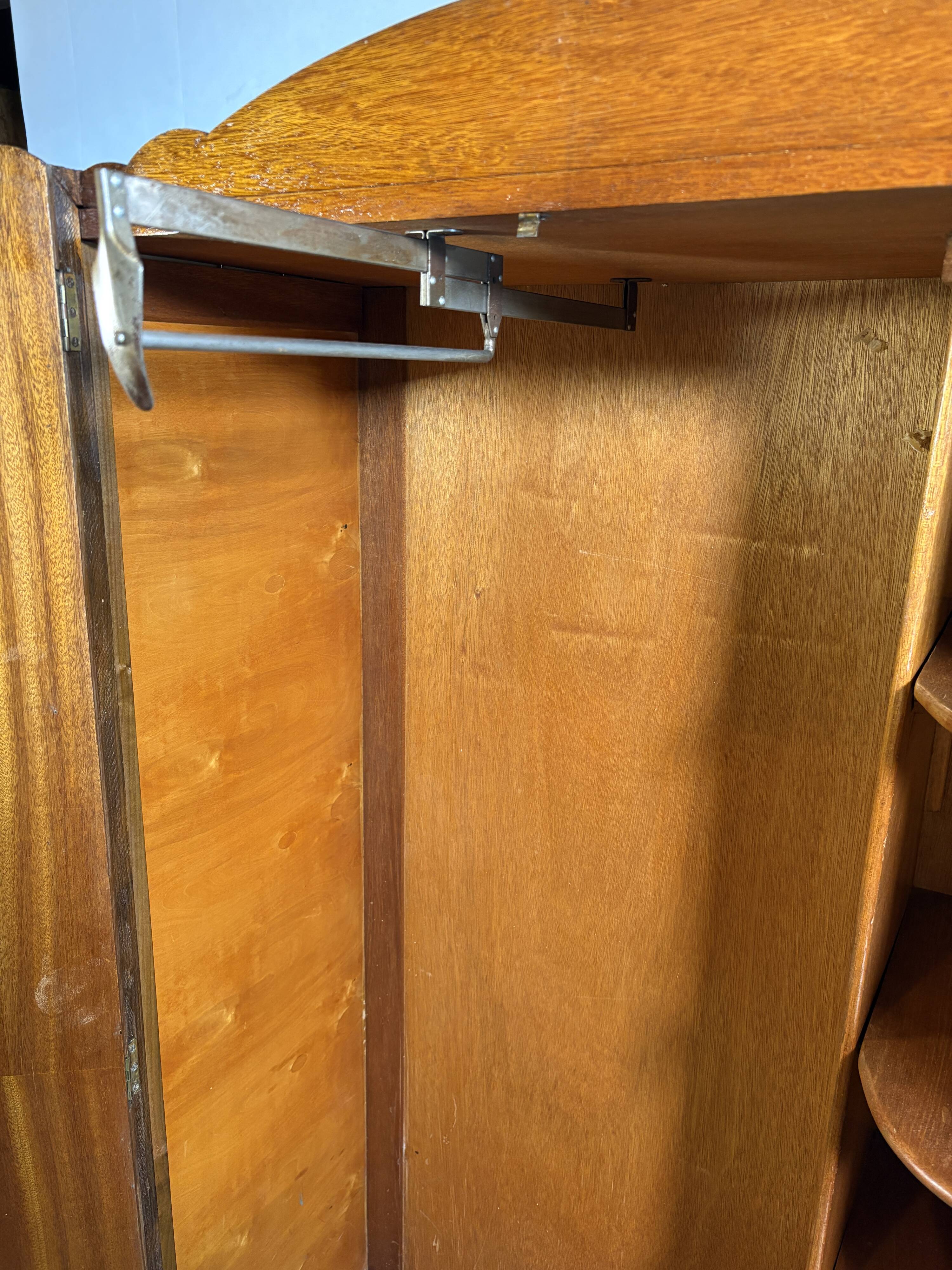 Art Deco Vintage 1930s  Figured Walnut Wardrobe Bookmatched Fitted Interior