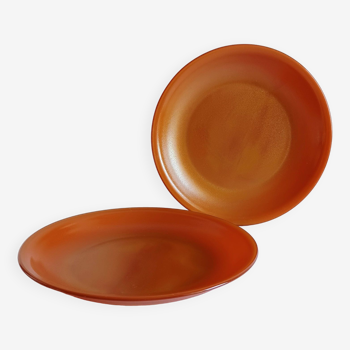 Lot de 2 assiettes à dessert marron opaline