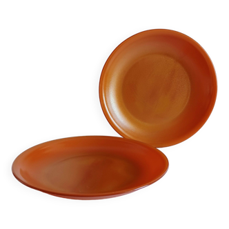 Lot de 2 assiettes à dessert marron opaline