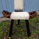 Tripod chair/stool in wood and goatskin