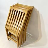 Vintage design solid wood scissor chairs and table from the 1970s