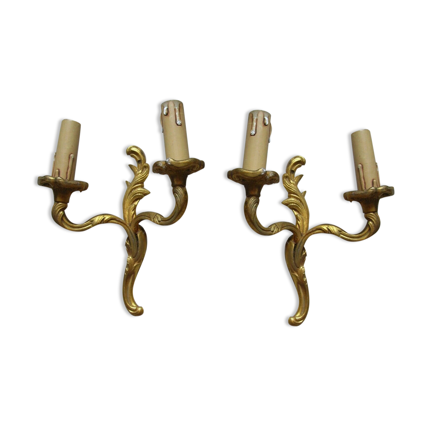 Pair of 2 bronze lights signed by LG Lucien Gau