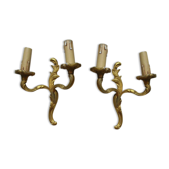Pair of 2 bronze lights signed by LG Lucien Gau