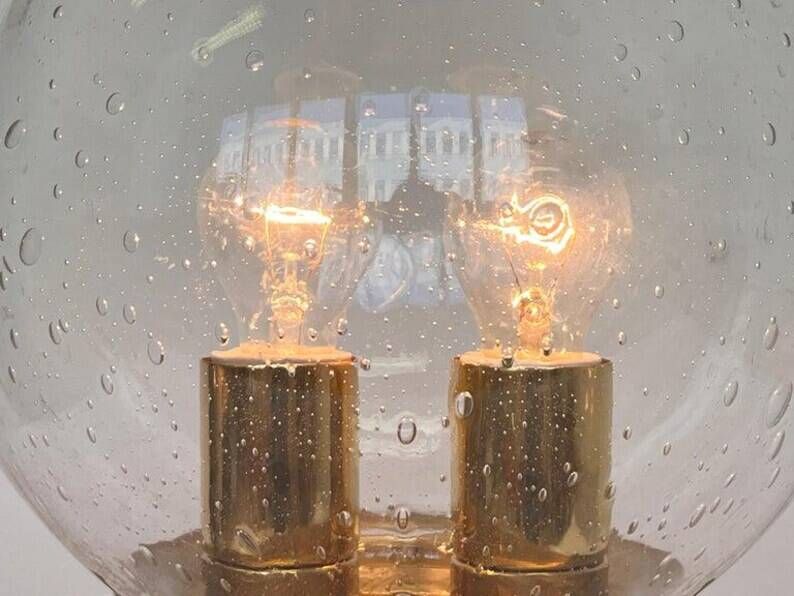 XXL Art Glass and Brass Ceiling Light, flushmount by Kamenicky Senov - 10pcs