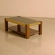 Rectangular Italian coffee table in wood and gold metal from the 70s.