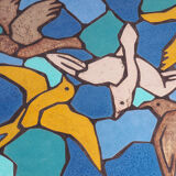 Ceramic mosaic tile coffee table with bird motif, 1970s