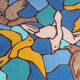 Ceramic mosaic tile coffee table with bird motif, 1970s