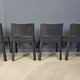 Chaises de salle à manger vintage en cuir noir, Italie, années 1980.