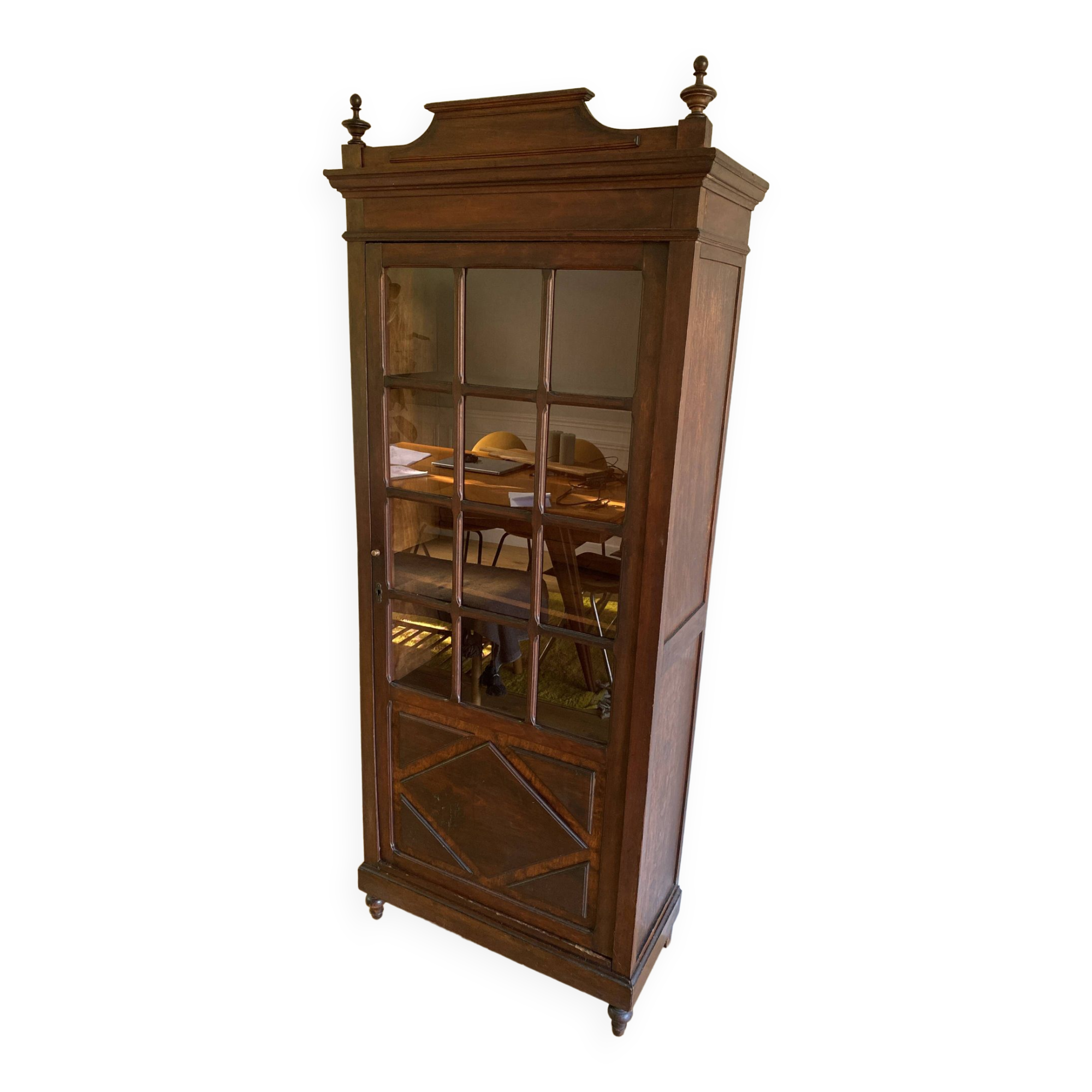 Parisian cupboard Bookcase Bonnetière glazed with small vintage tiles