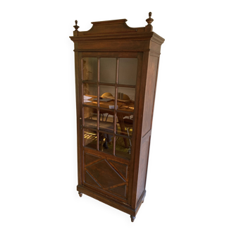 Parisian cupboard Bookcase Bonnetière glazed with small vintage tiles