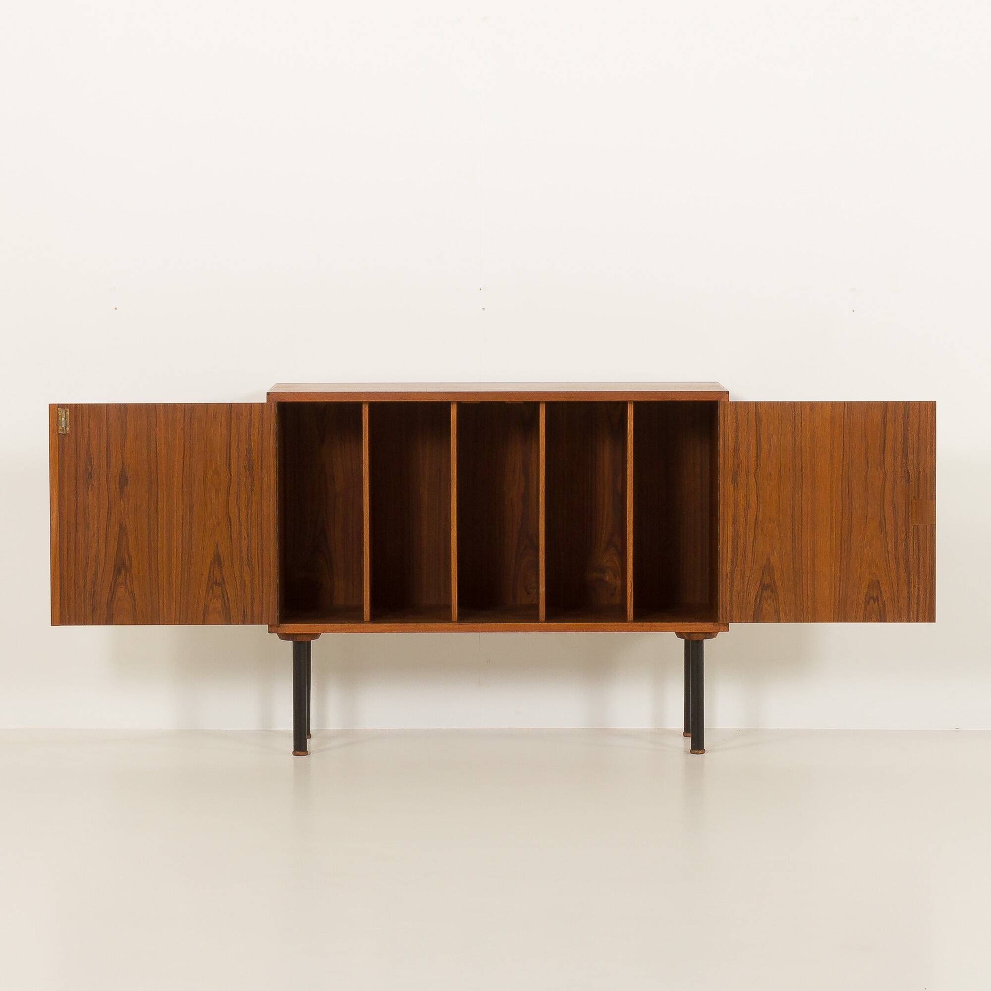 Danish mid century vinyl record cabinet in teak, 1970s