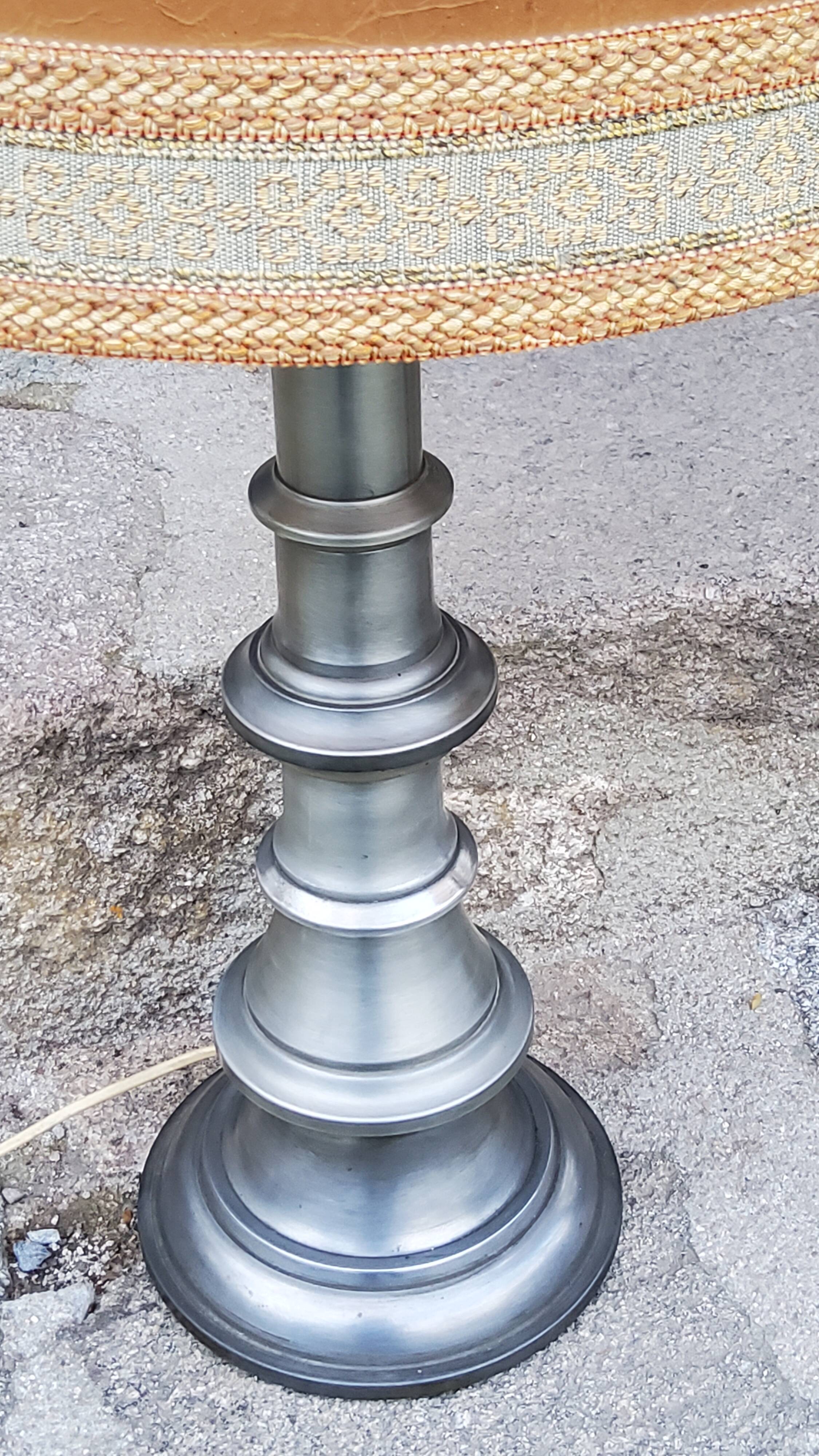 Pair of 70s Kaiser Leuchten lamps in brushed metal with original shades