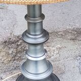 Pair of 70s Kaiser Leuchten lamps in brushed metal with original shades