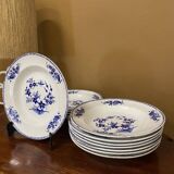 Set of 12 deep plates in Tournai porcelain, Boch Frères, fly decor