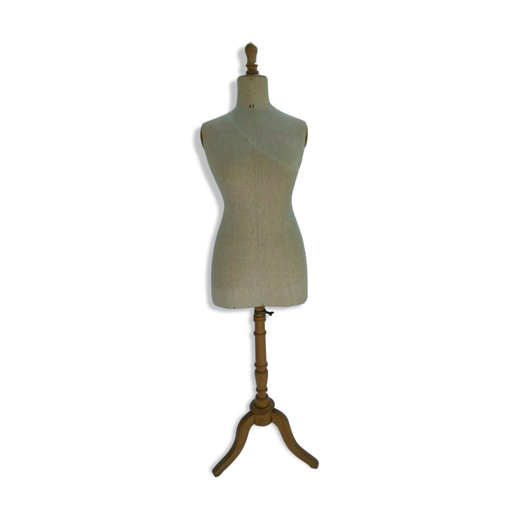 Mannequin de couture 1900 tissu structure bois Selency