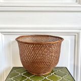 Wicker cane basket planter