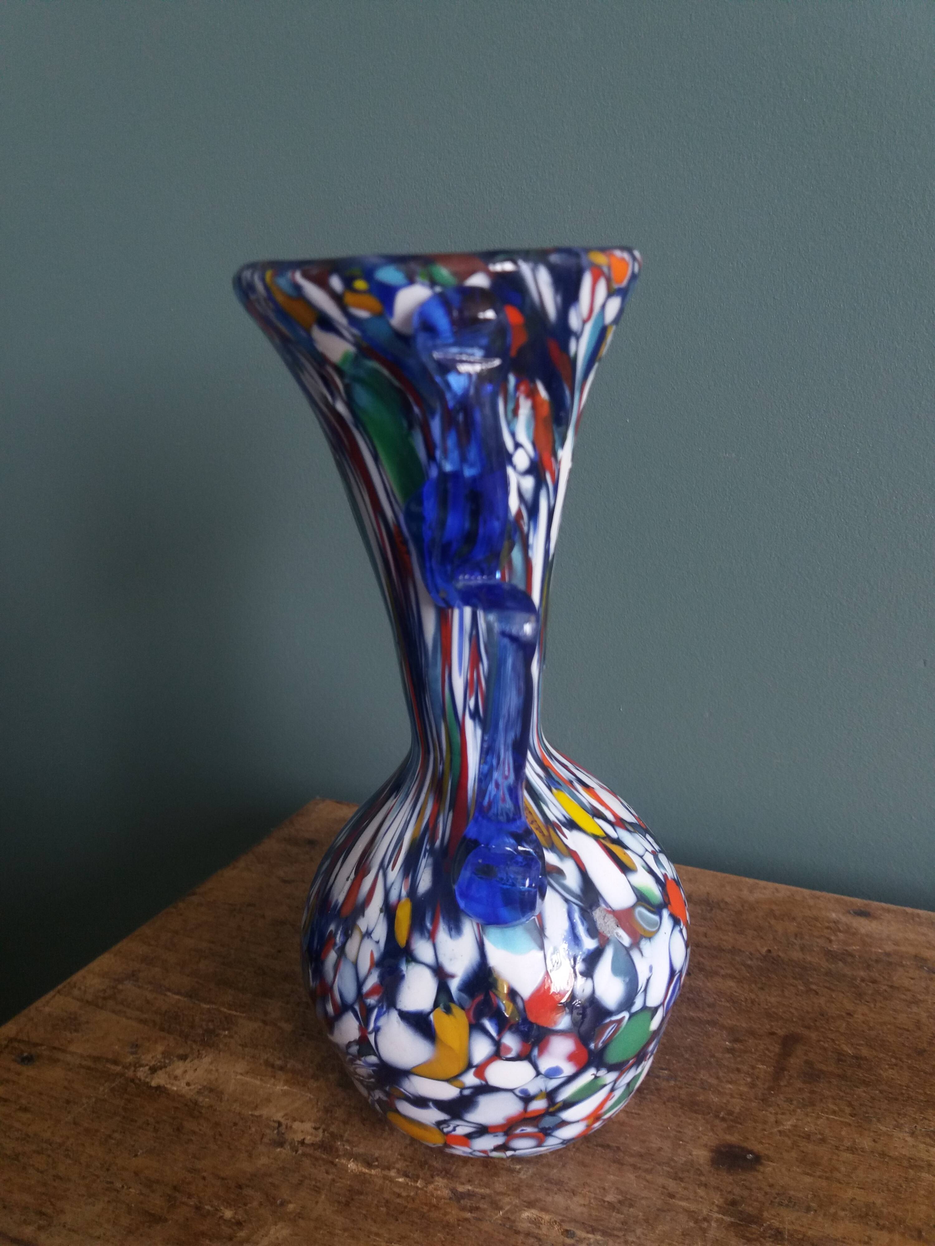 Murano polychrome blown glass vase