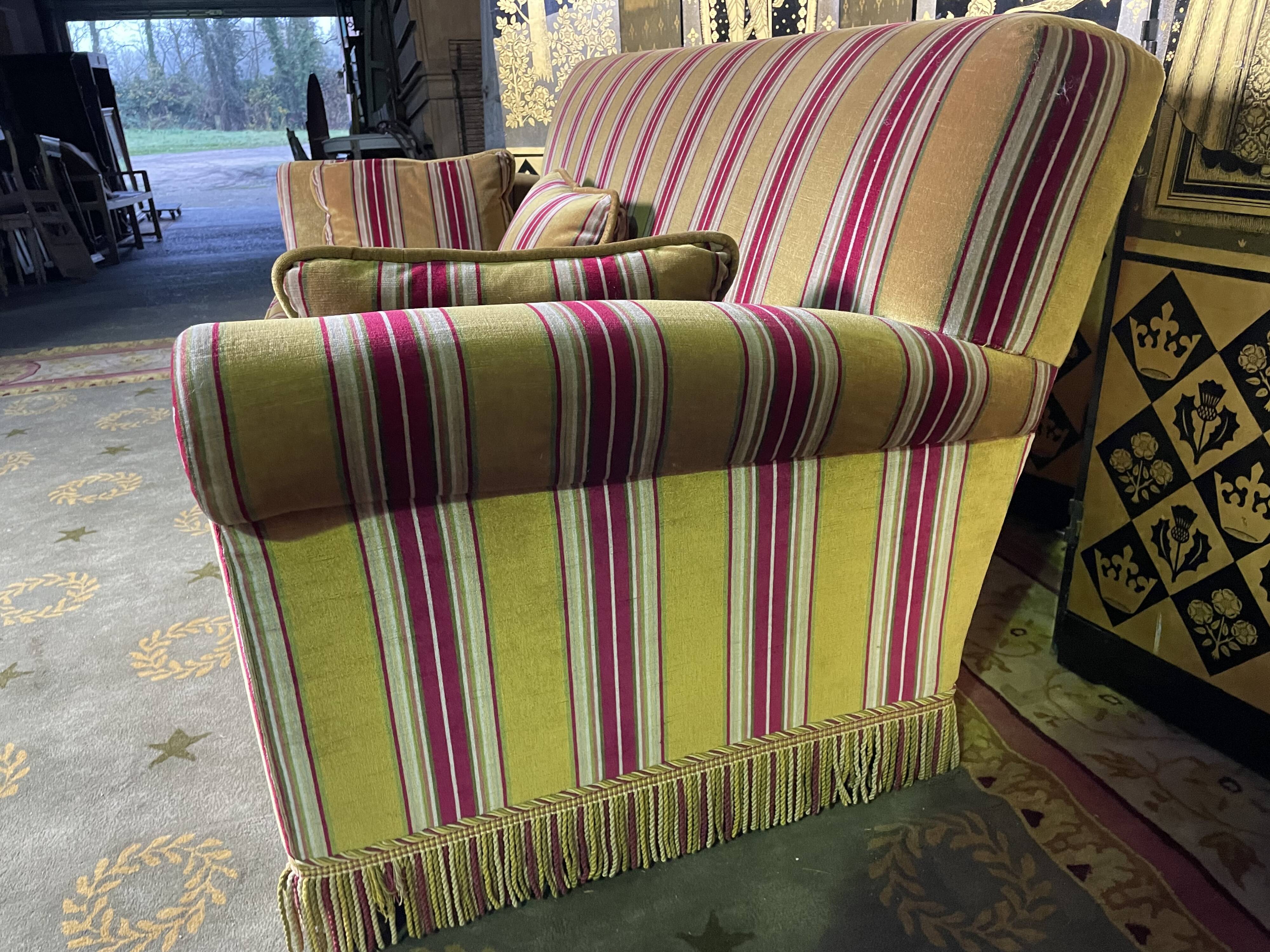 Canapé vintage 1970 velours rayé