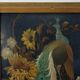 Signed Hollywood Regency style Painting of a Peacock with Roses, Belgium