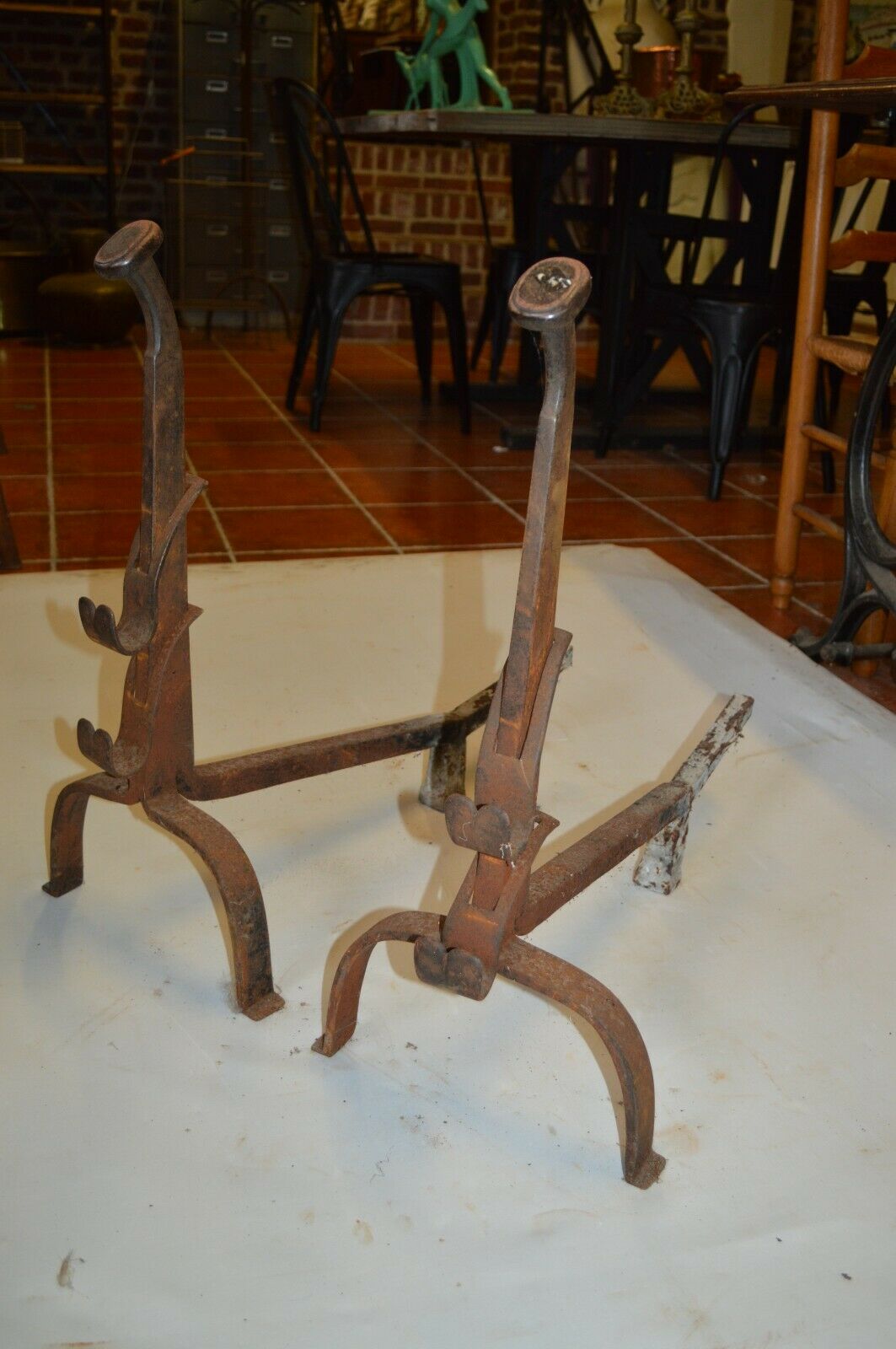 Pair of wrought iron chenets