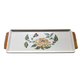 Plat à cake en céramique de gien, modèle dakar, motifs fleuris peints à la main