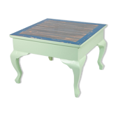 Square solid wood coffee table with curved legs