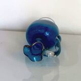 Botella o licorera francesa de cristal azul