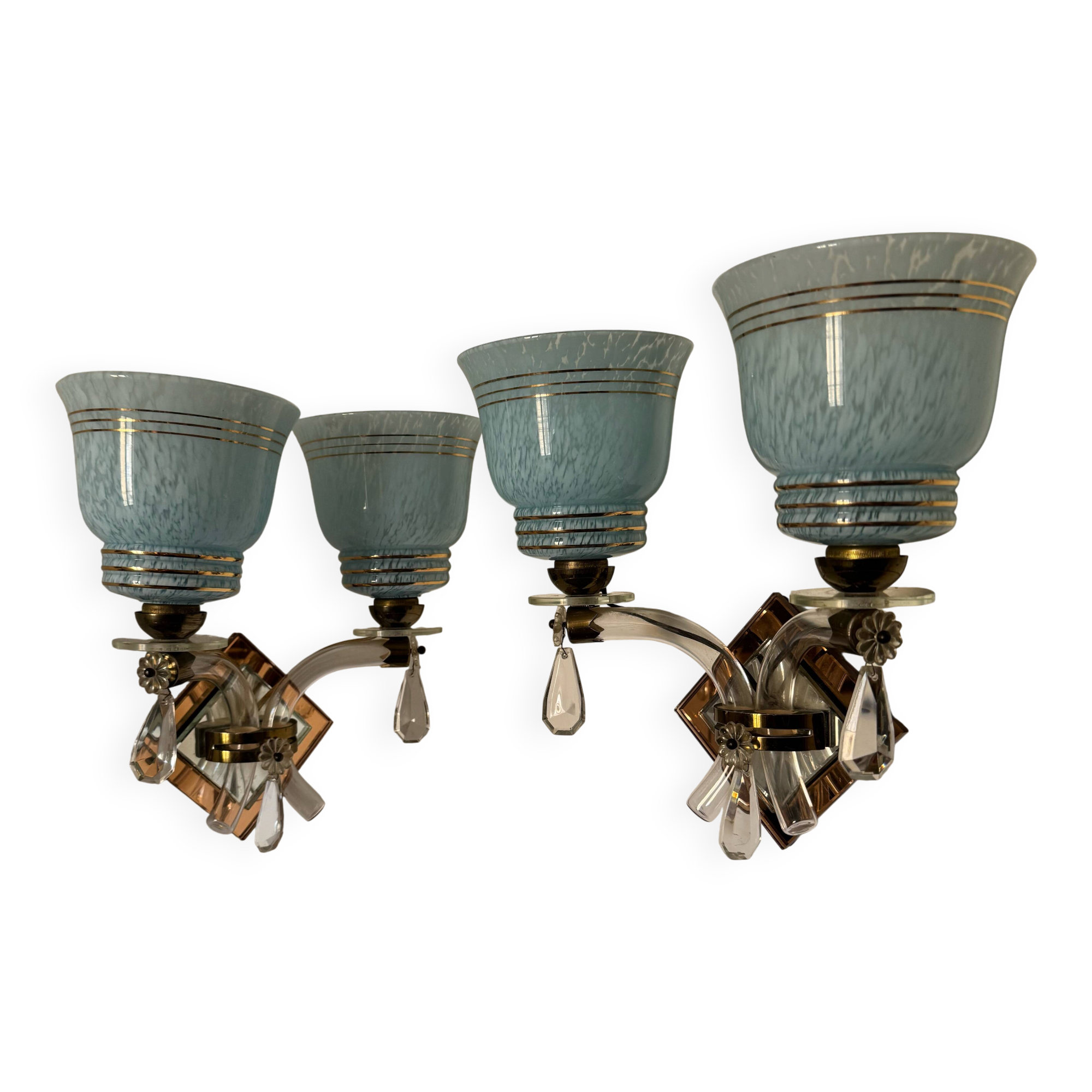 Art Deco mirror glass wall lights