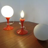 Glass and Plastic Tulip Bedside Lamps, 1970s, Set of 2