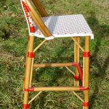 Vintage red and white rattan back bar stool 1970-80