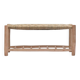 Artisanal bench with shelves, seat in raffia, bench in natural wood.