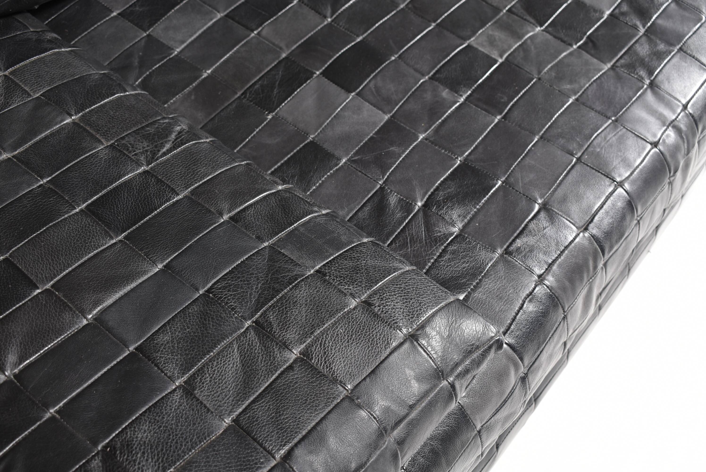 Convertible leather patchwork sofa