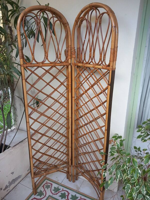 Paravent rotin vintage