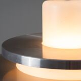 Doria pendant in opal glass with decorative aluminium discs