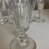 Set of 9 19th century champagne flutes with flat cut edges
