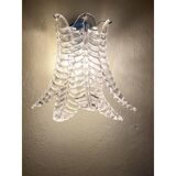 Set of Two Contemporary Italian Transparent “Felci” Murano Glass Wall Sconce
